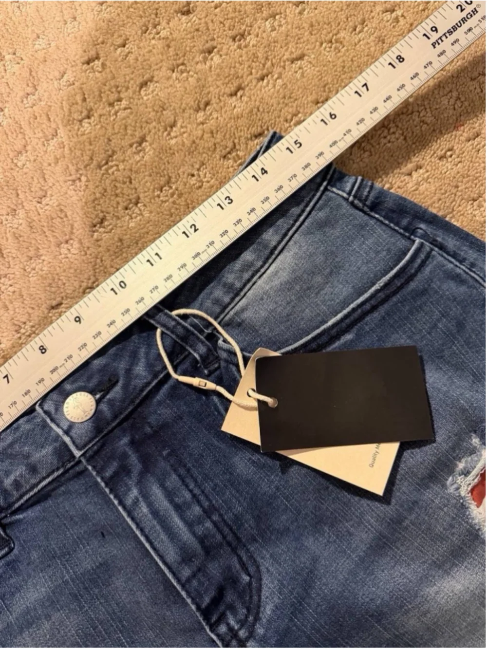 Flamingals Mid Rise Denim Bermuda American Flag Patched Shorts For Women L
